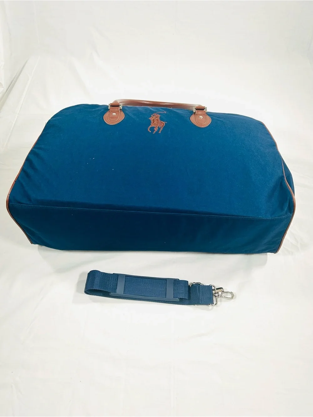 Vintage Polo Ralph Lauren Duffle Bag with Prominent Brown Embroidered Pony Logo